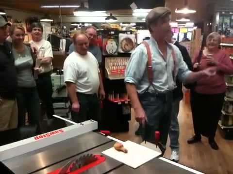 Roy Underhill SawStop Demonstration at Highland Woodworking - Fried Chicken