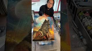 She asked him to spray paint this canvas.#スプレーアートエデン#スプレーアート