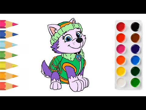 comment dessiner Everest. tuto dessin facile pat patrouille, coloriage peinture dessin Everest