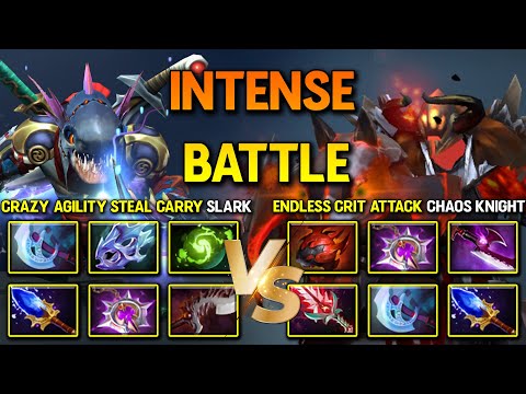 INTENSE HARD CARRY BATTLE | Crazy Agility Steal Slark Vs. Endless Crit Attack Chaos Knight DotA 2