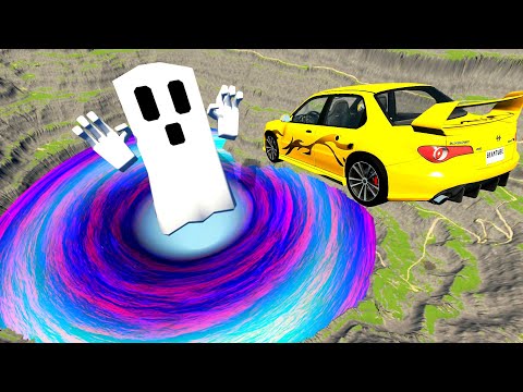 Cars Jump into Quarry with Ghost - BeamNG.Drive