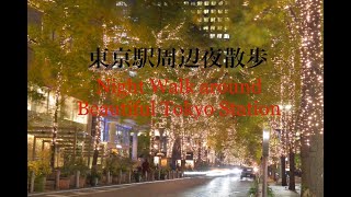 Night Walk around gorgeous Tokyo Station. 東京駅周辺の夜散歩