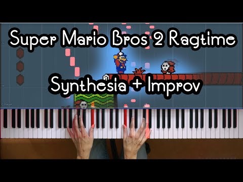 Super Mario Bros 2 Ragtime Synthesia + improv [How To Play] [Piano Tutorial]