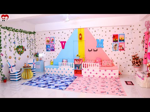 2 Sisters ❤️ BedRoom Makeover - On Her Choice[Pink & Sky] 👉(Most Beautiful) #Love #Fun
