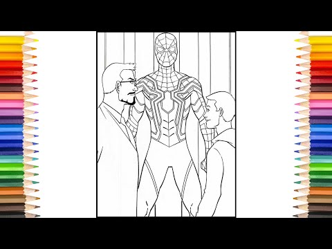 IRON-SPIDER Suit Coloring Pages | Peter And Tony Stark With Iron Suit Coloring Pages