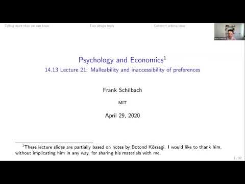 Lecture 20 Malleability and Inaccessibility of Preferences