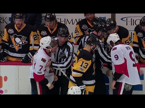 Tempers flare between Senators and Penguins in final moments of Game 2
