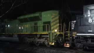 preview picture of video 'Illinois Terminal Heritage Unit Leading NS 155 in Rainstorm in Millen, GA 2/25/15'