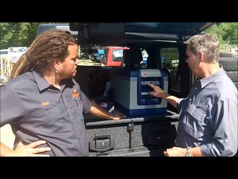 ARB JK storage drawer system, rear swing out bumper, and freezer fridge.