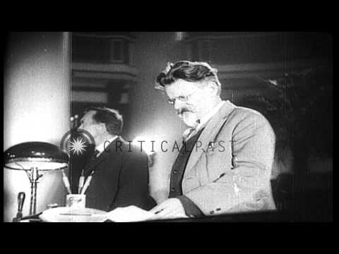 Mikhail Ivanovich Kalinin addresses Soviet World Congress in Moscow. HD Stock Footage