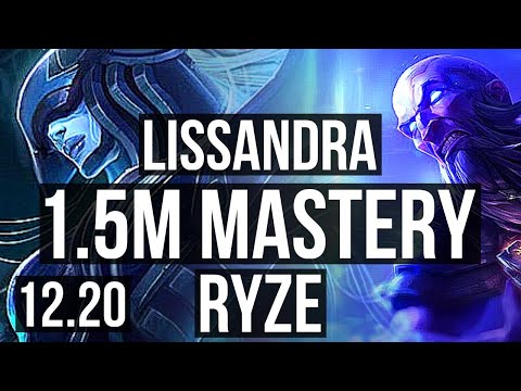 LISSANDRA vs RYZE (MID) | 2/0/4, 1300+ games, 1.5M mastery | KR Diamond | 12.20