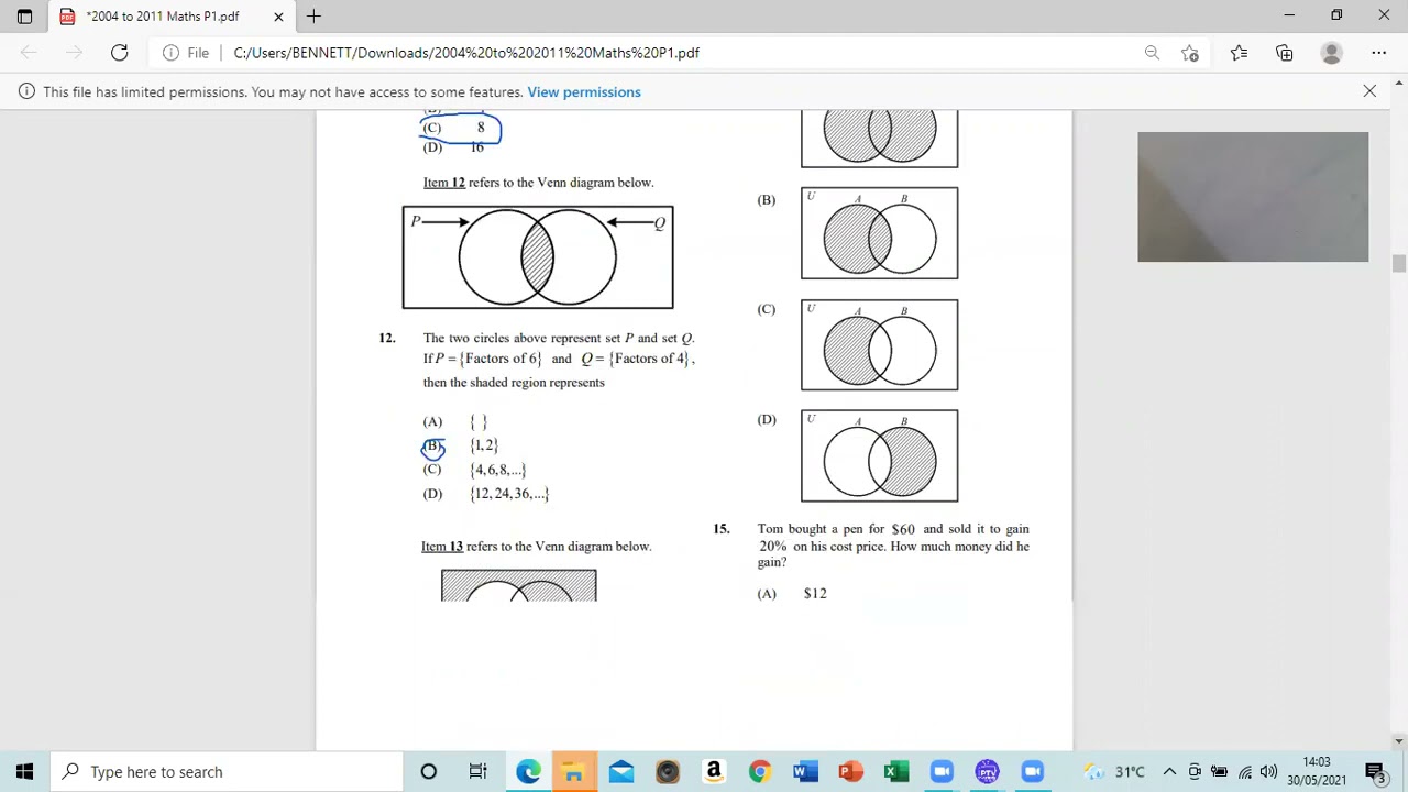 Multiple chocie 2006 past paper 1 -32