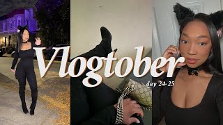 VLOGTOBER 24-25🍂 Chaotic GRWM, Halloween Party, cute Amazon costume & skincare unboxing