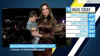 KABC's Leslie Lopez gets interrupted by toddler while delivering forecast from home
