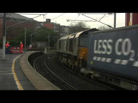 Diverted Daventry to Mossend Tesco Train on the ECML at Manors 8th December 2015