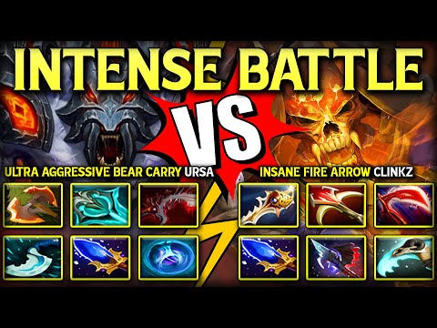INTENSE CARRY BATTLE | ULTRA AGGRESSIVE CARRY URSA VS. INSANE FIRE ARROW SKELETON KING CLINKZ DOTA 2