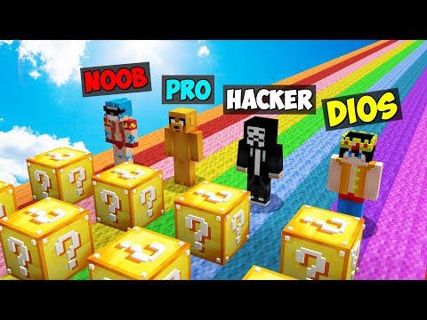 Minecraft: NOOB vs PRO vs HACKER vs DIOS 😱 DESAFÍO ÉPICO de LUCKY BLOCKS en Minecraft!