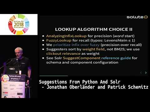 PyCon.DE 2018: Suggestions From Python And Solr - Jonathan Oberländer and Patrick Schemitz
