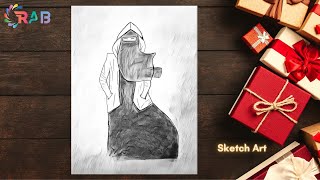 Easy drawing.draw a hijab girl in air.full tutorial.Sketch Art and Drawing BD.