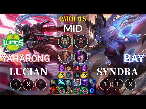 JAG Yaharong Lucian vs Bay Syndra Mid - KR Patch 11.5