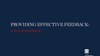Providing effective feedback: What is feedback?
