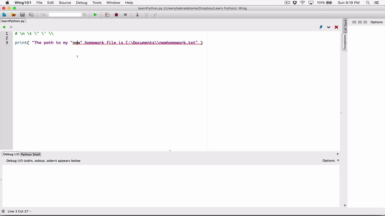 36. More on other escape characters - Learn Python