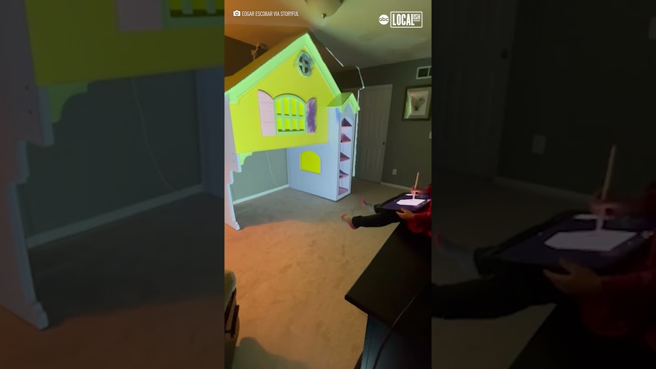 Creative dad turns daughter's room into digital coloring book