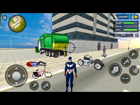 Captain America Rope Hero Ninja Gangster Crime Vegas City - Android Gameplay
