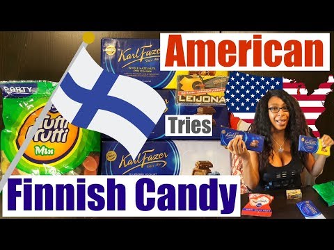 American Girl Trying Finnish Candy! Chocolate & Epic SALMIAKKI Tar Salty Licorice!