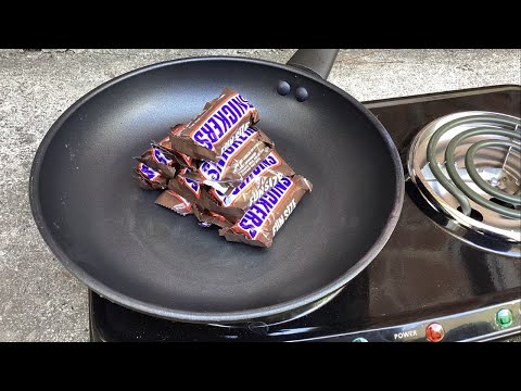 Melting SNICKERS BARS in the FRYING PAN!