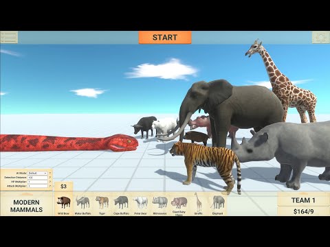 Titanoboa Vs All Units (Modern Mammals) - Animal Revolt Battle Simulator