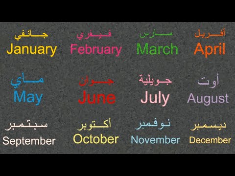 ايام الاشهر بالانجليزي