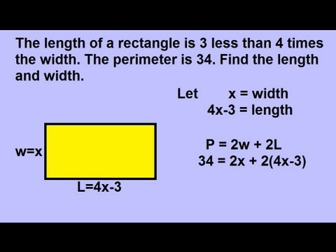 Algebra - Word Problems: Geometric Shapes: Rectangles (1 of 2)