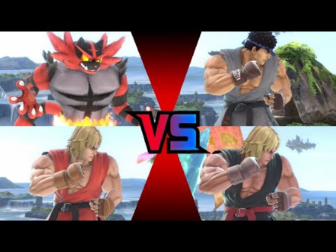 Super Smash Bros Ultimate - Incineroar and Ken vs Evil Ryu and Violent Ken