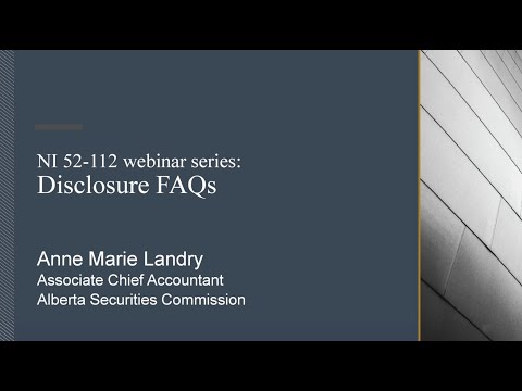 NI 52-112 webinar series session 3: Disclosure FAQs