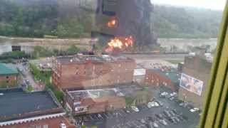 preview picture of video 'Lynchburg train derailment and conflagration - office view'