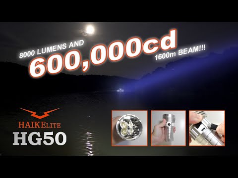 HAIKELITE HG50 - 4 x G50 LEDs - 600,000cd - 1600m - 8000 lumens - 2 way Type-C fast charging