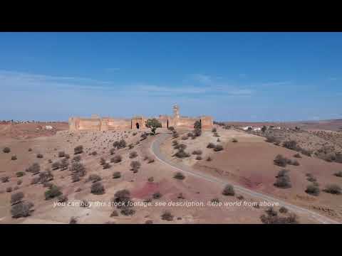 Drone footage flying over a kasbah in Morocco