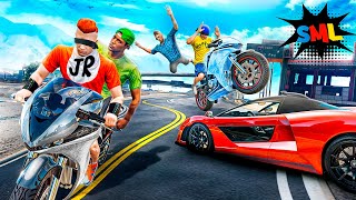 SML BLINDFOLD RACE IN GTA 5! JEFFY GOT MAD!
