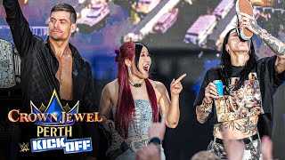 Rhea Ripley, IYO SKY, and Grayson Waller toast with a shoey: Crown Jewel 2025 Kickoff, Oct. 10, 2025