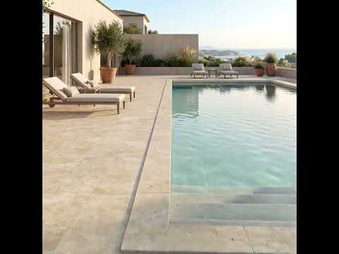 Carrelage sol extérieur effet Travertin Tivertino terre R10 60*60 cm