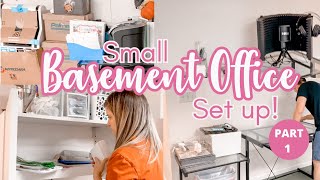 SMALL BASEMENT OFFICE SET UP | SMALL HOME OFFICE SET UP | CLEANING and ORGANIZATIONAL MOTIVATION