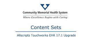 Allscripts EHR 17.1-  Content Sets