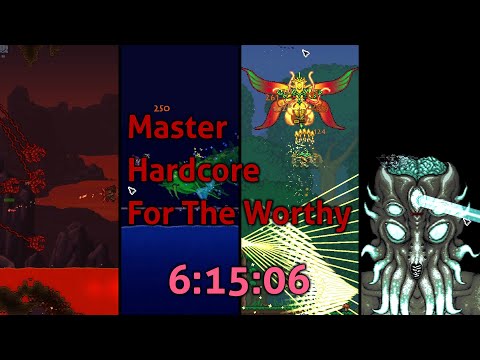 Terraria - Master Hardcore For The Worthy All Bosses "speedrun" in 6:15:06 (Random Seed, NMA)