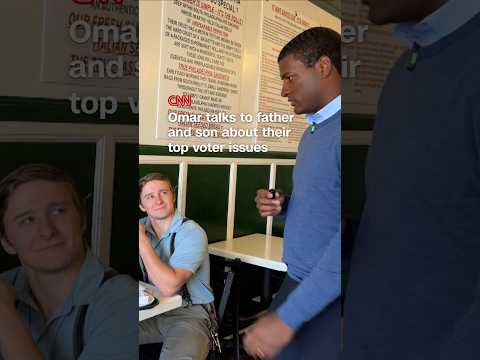 Omar talks to father and son about their top voter issues