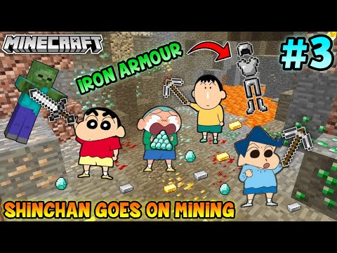 SHINCHAN GAMING - Shinchan made iron armour and found diamonds in Minecraft 😍🔥 | shinchan and friends plays Minecraft