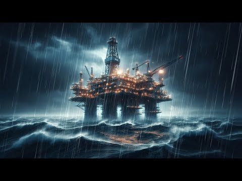 Offshore Oil Rig Ambience: Heavy Rain, Thunderstorm & Machinery Sounds for Sleep/Study