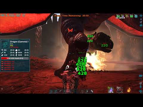Ark Fjordur: Dragon (Gamma) Boss Fight. Two Deinonychus Dinos and One Rex