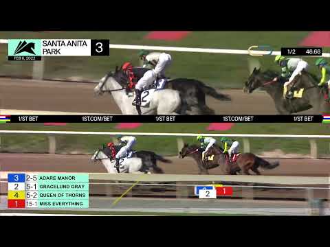 Adare Manor wins the Grade 3 Las Virgenes Stakes on Sunday, February 6, 2022 at Santa Anita Park.