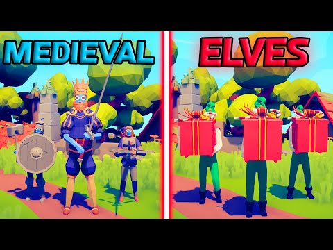 MEGA MEDIEVAL TEAM vs PRESENT ELF TEAM - Totally Accurate Battle Simulator | TABS